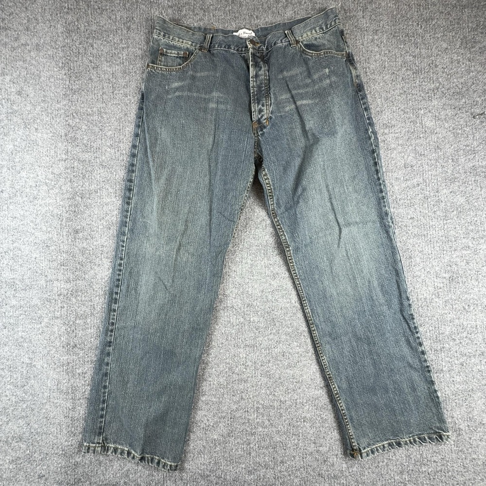 Y2K Fred & Howard Jeans Mens 38x30 Blue Relaxed Straight Peace Sign Pocket Denim